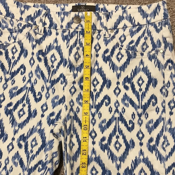 Chico’s So Slimming Stretch Blue and White Ikat Patterned Jeans US 4 / Chico’s 0 - Picture 5 of 16